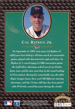 1995 Upper Deck Authenticated Cal Ripken Jr. 2,131 Consecutive Games #NNO Cal Ripken Jr. Back