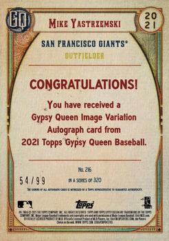 2021 Topps Gypsy Queen - Image Variations Autographs #216 Mike Yastrzemski Back