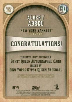 2021 Topps Gypsy Queen - Autographs #GQA-AAB Albert Abreu Back