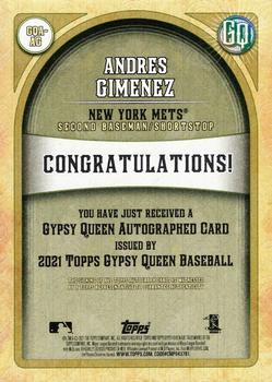 2021 Topps Gypsy Queen - Autographs #GQA-AG Andres Gimenez Back