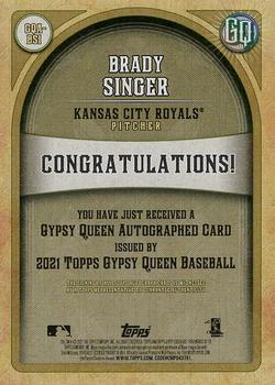 2021 Topps Gypsy Queen - Autographs #GQA-BSI Brady Singer Back