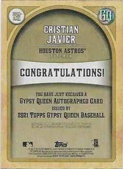 2021 Topps Gypsy Queen - Autographs #GQA-CJA Cristian Javier Back