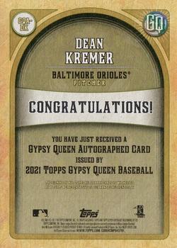 2021 Topps Gypsy Queen - Autographs #GQA-DK Dean Kremer Back