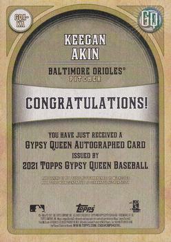 2021 Topps Gypsy Queen - Autographs #GQA-KA Keegan Akin Back