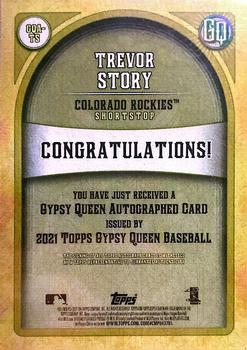 2021 Topps Gypsy Queen - Autographs #GQA-TS Trevor Story Back
