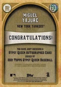 2021 Topps Gypsy Queen - Autographs #GQA-MYA Miguel Yajure Back