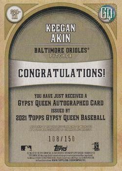 2021 Topps Gypsy Queen - Autographs Indigo #GQA-KA Keegan Akin Back
