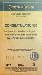 2021 Topps Gypsy Queen - Captains Mini Autographs #CMA-CY Christian Yelich Back