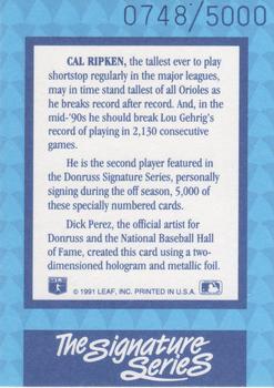1992 Donruss - The Signature Series: Cal Ripken #NNO Cal Ripken Back