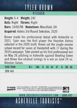 2021 Choice Asheville Tourists #02 Tyler Brown Back