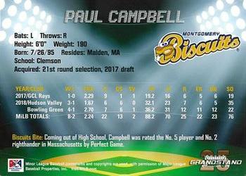2019 Grandstand Montgomery Biscuits #NNO Paul Campbell Back