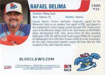 2021 Choice Jersey Shore BlueClaws #33 Rafael DeLima Back