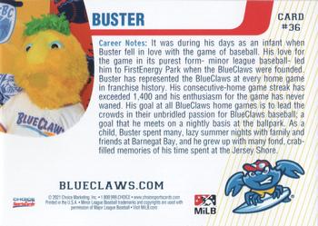 2021 Choice Jersey Shore BlueClaws #36 Buster Back