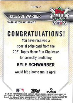2021 Topps - Home Run Challenge Winners April #HRW-7 Kyle Schwarber Back