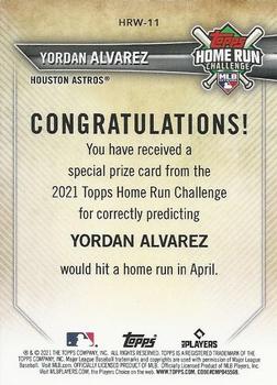 2021 Topps - Home Run Challenge Winners April #HRW-11 Yordan Alvarez Back