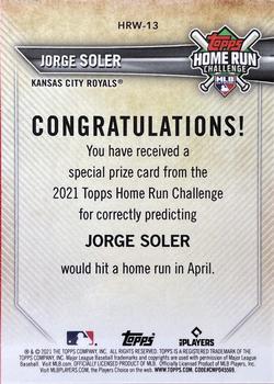 2021 Topps - Home Run Challenge Winners April #HRW-13 Jorge Soler Back