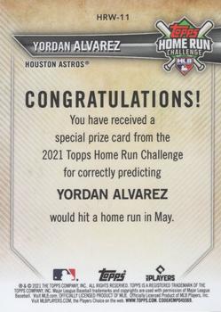 2021 Topps - Home Run Challenge Winners May #HRW-11 Yordan Alvarez Back