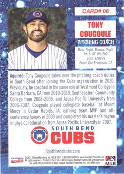 2021 Choice South Bend Cubs #06 Tony Cougoule Back