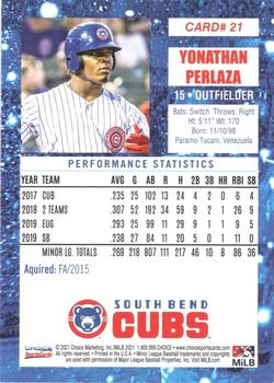 2021 Choice South Bend Cubs #21 Yonathan Perlaza Back