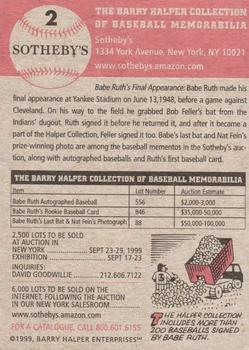 1999 Sotheby's Barry Halper Collection of Baseball Memorabilia #2 Babe Ruth Back