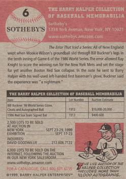 1999 Sotheby's Barry Halper Collection of Baseball Memorabilia #6 Bill Buckner Back