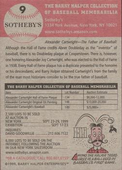 1999 Sotheby's Barry Halper Collection of Baseball Memorabilia #9 Alexander Cartwright Back