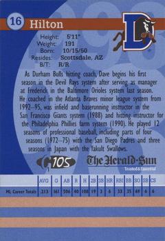 1998 Durham Bulls #NNO Dave Hilton Back