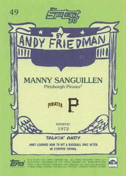 2021 Topps x Spotlight 70 by Andy Friedman #49 Manny Sanguillen Back
