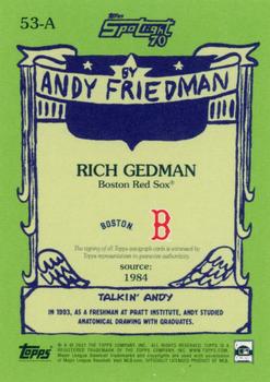 2021 Topps x Spotlight 70 by Andy Friedman - Autographs #53-A Rich Gedman Back