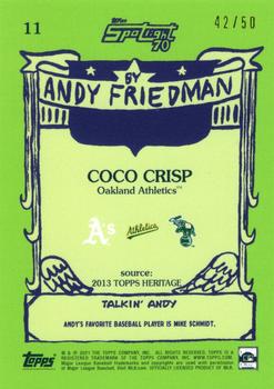2021 Topps x Spotlight 70 by Andy Friedman - Glossy Stock #11 Coco Crisp Back