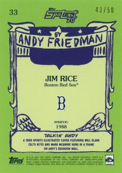 2021 Topps x Spotlight 70 by Andy Friedman - Glossy Stock #33 Jim Rice Back