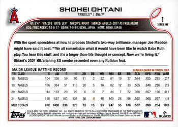 2022 Topps #1 Shohei Ohtani Back