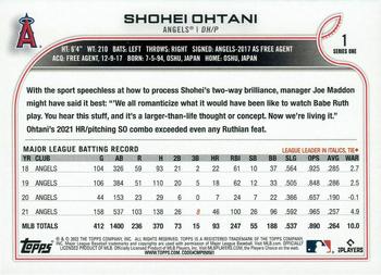 2022 Topps #1 Shohei Ohtani Back