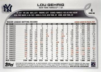 2022 Topps #4 Lou Gehrig Back