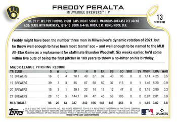 2022 Topps #13 Freddy Peralta Back