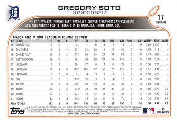 2022 Topps #17 Gregory Soto Back