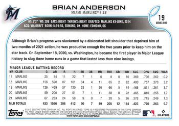 2022 Topps #19 Brian Anderson Back