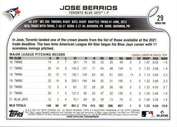 2022 Topps #29 Jose Berrios Back
