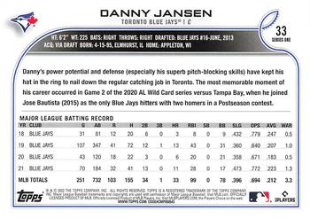 2022 Topps #33 Danny Jansen Back