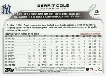 2022 Topps #35 Gerrit Cole Back