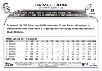 2022 Topps #46 Raimel Tapia Back