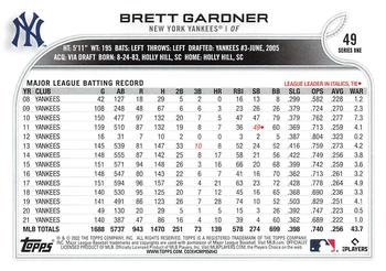 2022 Topps #49 Brett Gardner Back