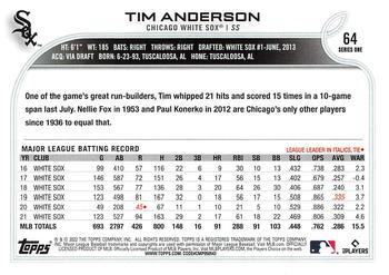 2022 Topps #64 Tim Anderson Back