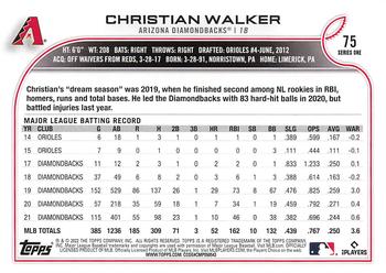 2022 Topps #75 Christian Walker Back