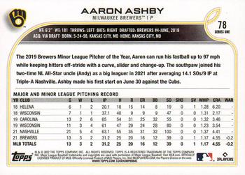 2022 Topps #78 Aaron Ashby Back
