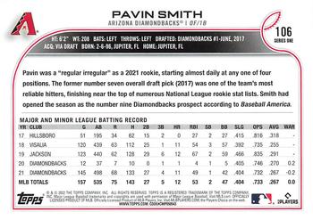 2022 Topps #106 Pavin Smith Back