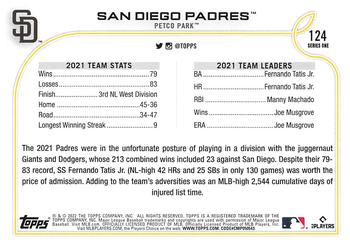 2022 Topps #124 San Diego Padres Back