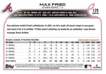 2022 Topps #129 Max Fried Back