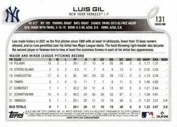 2022 Topps #131 Luis Gil Back