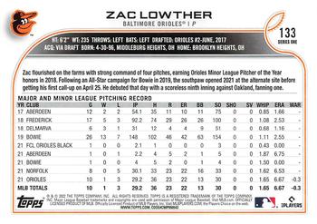 2022 Topps #133 Zac Lowther Back